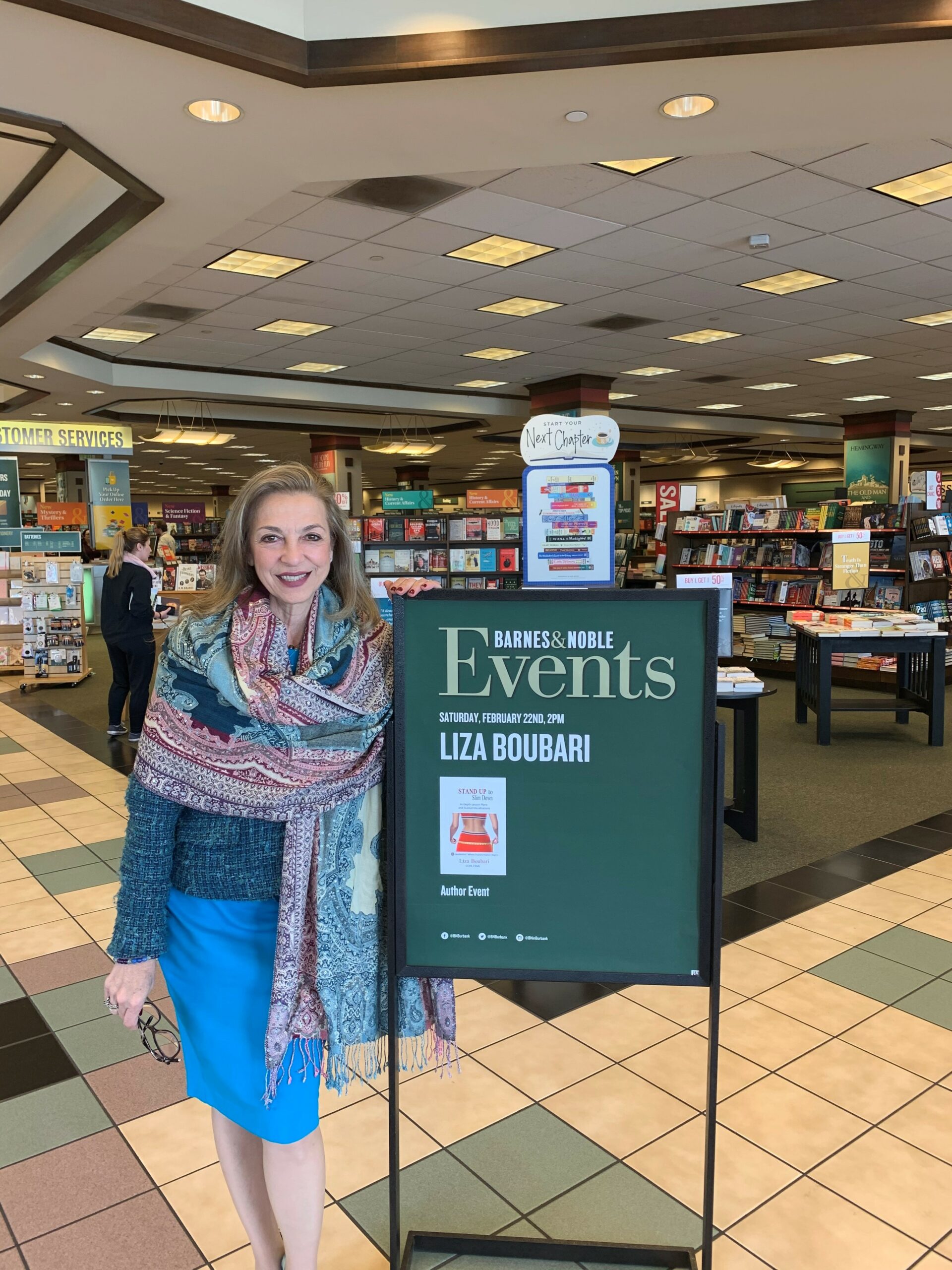 Liza Boubari at Barnes and Noble for the Stand Up to Slim Down book signing